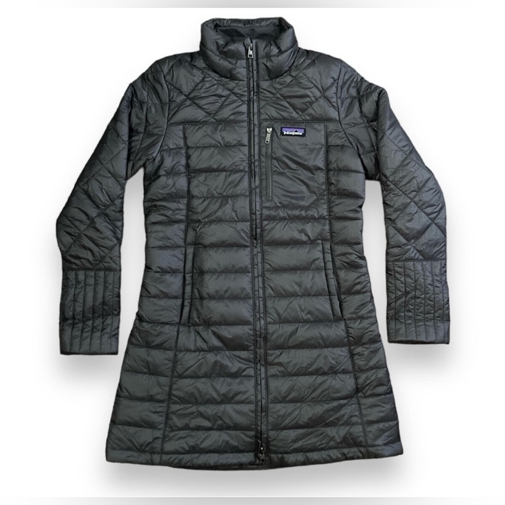 Patagonia woman Radalie Mid Thigh Parka Sz L Black Puffer